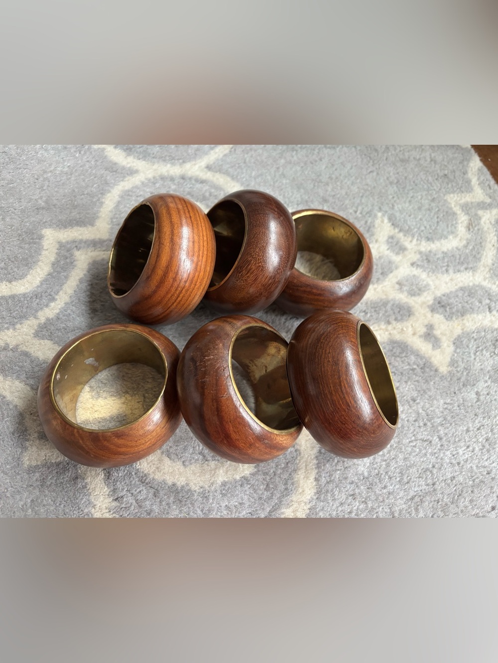 Set of 6 Chunky Wood Bracelets / Bangles